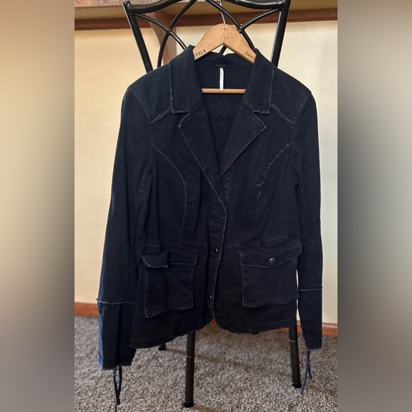 Free People Blue Blazer Jacket - Picture 1 of 9